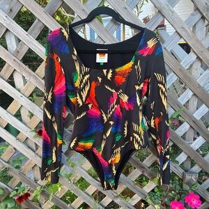 Farm Rio Macaw Print Multicolor Long Sleeve Bodysuit - RARE!